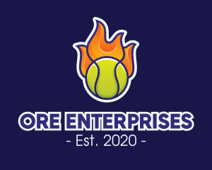 Flaming Tennis Ball logo design