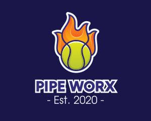 Flaming Tennis Ball logo design