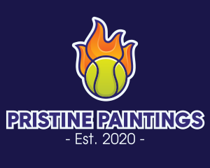 Flaming Tennis Ball logo design