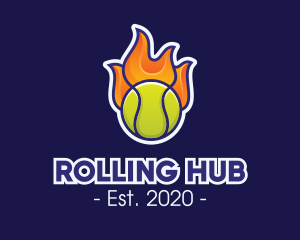 Flaming Tennis Ball logo design