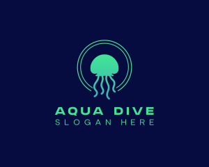 Ocean Swimming Jellyfish logo design