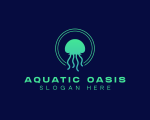 Ocean Swimming Jellyfish logo design