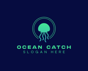 Ocean Swimming Jellyfish logo design