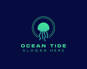 Ocean Swimming Jellyfish logo design