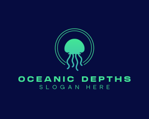 Ocean Swimming Jellyfish logo design