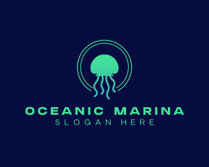 Ocean Swimming Jellyfish logo design