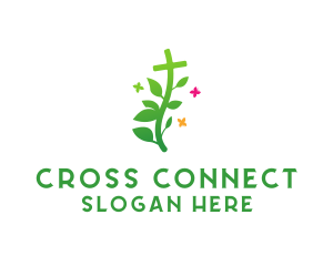 Garden Cross Plant logo design