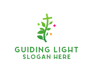 Garden Cross Plant logo design