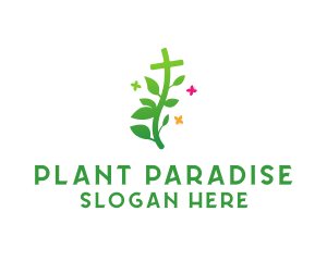 Garden Cross Plant logo design