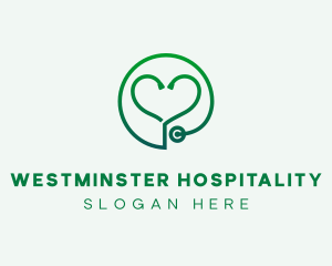 Medical Heart Stethoscope logo design