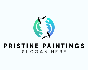 Gradient Paint Roller logo design