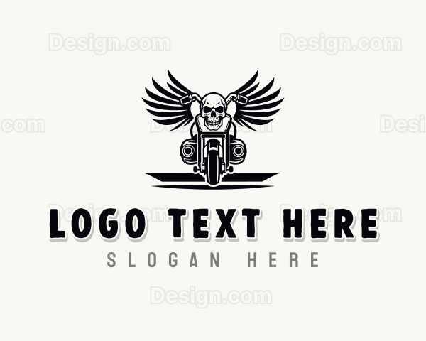 Skull Biker Gang Wings Logo