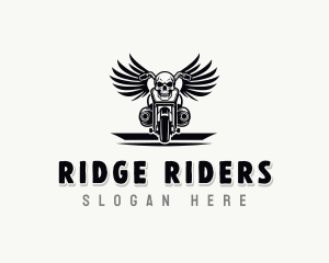 Skull Biker Gang Wings logo design