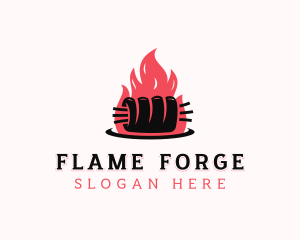 Flame Roast Pork logo design