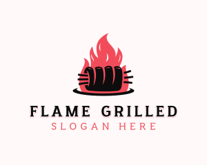 Flame Roast Pork logo design