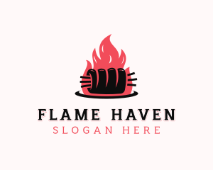 Flame Roast Pork logo design