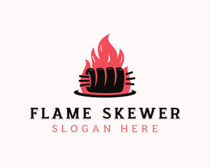 Flame Roast Pork logo design