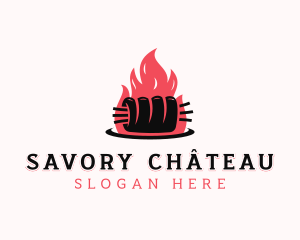 Flame Roast Pork logo design