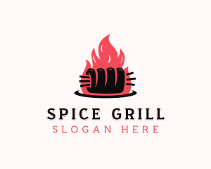 Flame Roast Pork logo design