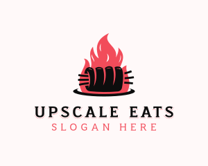 Flame Roast Pork logo design