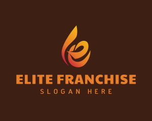 Flame Letter E logo design