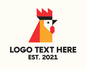 Geometric Rooster Head logo