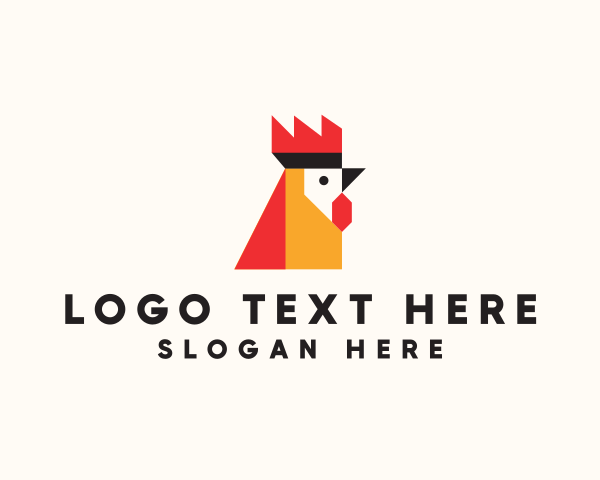 Geometric Rooster Head logo