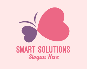 Simple Romantic Heart Butterfly  logo