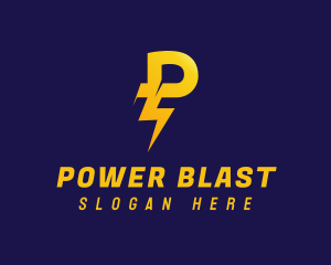 Lightning Power Letter P logo design