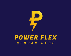 Lightning Power Letter P logo design