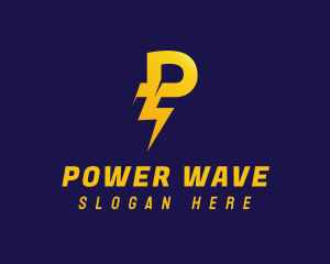 Lightning Power Letter P logo design