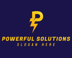 Lightning Power Letter P logo design