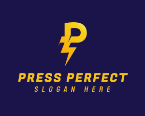 Lightning Power Letter P logo design