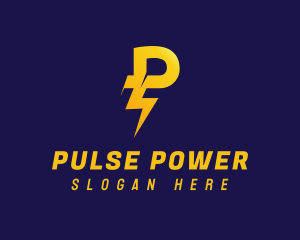 Lightning Power Letter P logo design