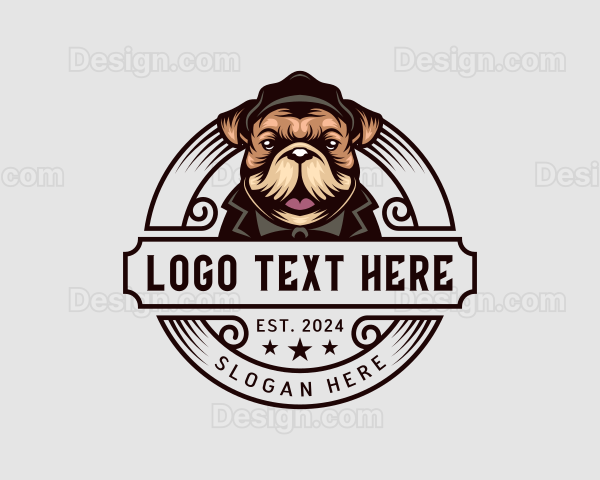 Dog Bulldog Suit Logo