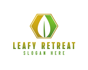 Herbal Leaf Hexagon logo design