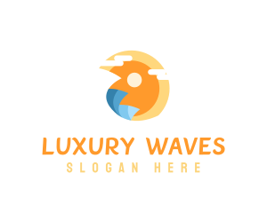 Sun Surfing Waves  logo design