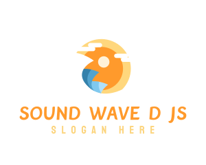 Sun Surfing Waves  logo design