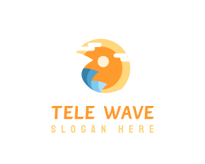 Sun Surfing Waves  logo design