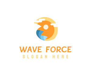 Sun Surfing Waves  logo design