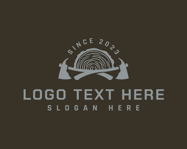 Axe Lumberjack Log logo