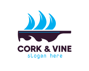 Bottle Ship Sail logo design