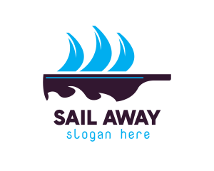 Bottle Ship Sail logo design