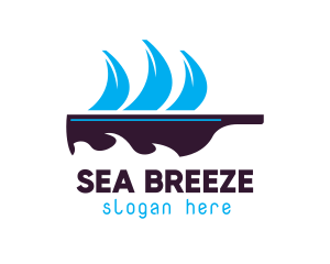 Bottle Ship Sail logo design