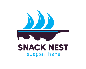 Bottle Ship Sail logo design