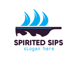 Bottle Ship Sail logo design