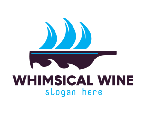 Bottle Ship Sail logo design