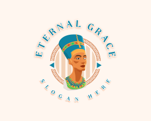 Queen Nefertiti Statue logo design