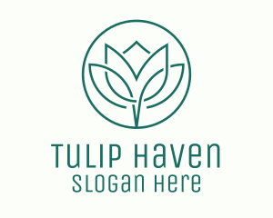 Green Tulip Monoline Badge logo design