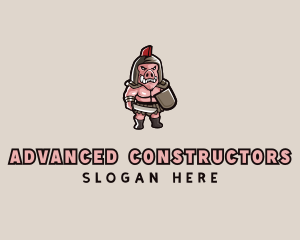 Gladiator Pig Warrior  logo design